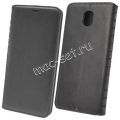 Чехол-книжка кожаный для Samsung Galaxy J7 (2017) J730 (черный) Book Case New