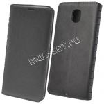 Чехол-книжка кожаный для Samsung Galaxy J7 (2017) J730 (черный) Book Case New