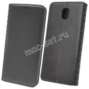 Чехол-книжка кожаный для Samsung Galaxy J7 (2017) J730 (черный) Book Case New