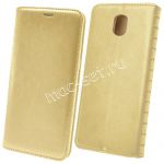 Чехол-книжка кожаный для Samsung Galaxy J7 (2017) J730 (золотистый) Book Case New
