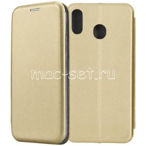 Чехол-книжка кожаный для Samsung Galaxy M20 M205 (золотистый) Fashion Case