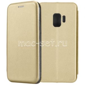 Чехол-книжка кожаный для Samsung Galaxy S9 G960 (золотистый) Fashion Case