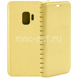 Чехол-книжка кожаный для Samsung Galaxy S9 G960 (золотистый) Book Case New