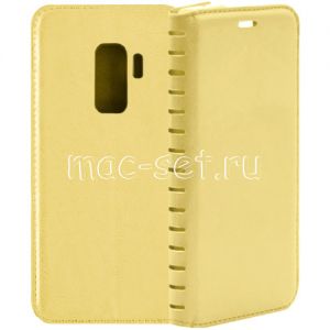 Чехол-книжка кожаный для Samsung Galaxy S9+ G965 (золотистый) Book Case New