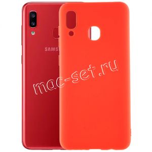 Чехол-накладка силиконовый для Samsung Galaxy A20 A205 (красный 1.0мм) матовый
