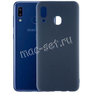 Чехол-накладка силиконовый для Samsung Galaxy A20 A205 (синий 1.0мм) матовый