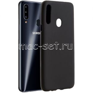 Чехол-накладка силиконовый для Samsung Galaxy A20s A207 (черный 1.2мм)