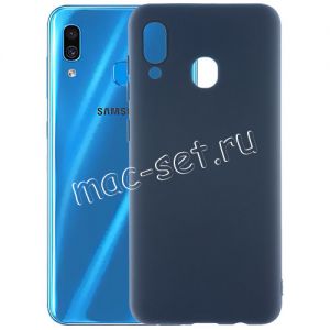 Чехол-накладка силиконовый для Samsung Galaxy A30 A305 (синий 1.0мм) матовый