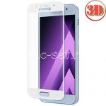 Защитное стекло 3D для Samsung Galaxy A3 (2017) A320 [изогнутое на весь экран] (белое)