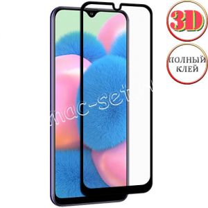 Защитное стекло 3D для Samsung Galaxy A30s A307 [изогнутое клеится на весь экран] Red Line (черное)