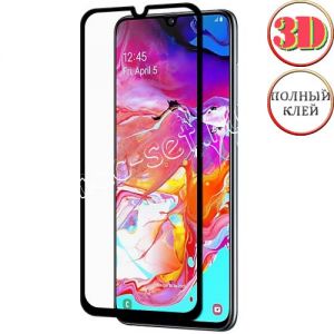 Защитное стекло 3D для Samsung Galaxy A70 A705 [изогнутое клеится на весь экран] Red Line (черное)