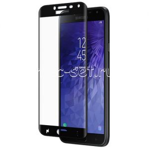 Защитное стекло 3D для Samsung Galaxy J4 (2018) J400 [изогнутое на весь экран] (черное)