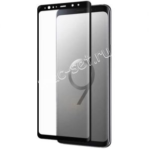 Защитное стекло 3D для Samsung Galaxy S9 G960 [изогнутое на весь экран] (черное)
