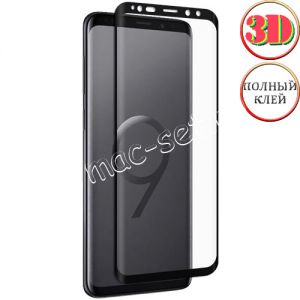 Защитное стекло 3D для Samsung Galaxy S9+ G965 [изогнутое клеится на весь экран] (черное)