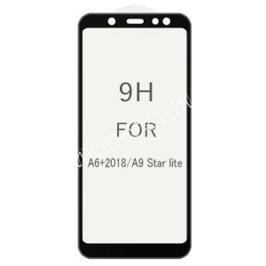 Защитное стекло 3D для Samsung Galaxy A6+ (2018) A605 [изогнутое клеится на весь экран] (черное)