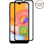 Защитное стекло для Samsung Galaxy A01 A015 [клеится на весь экран] Red Line (черное)