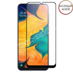 Защитное стекло для Samsung Galaxy A30 A305 [клеится на весь экран] Red Line (черное)