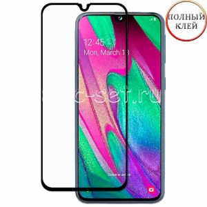 Защитное стекло для Samsung Galaxy A40 A405 [клеится на весь экран] Red Line (черное)