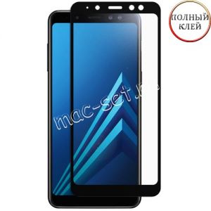 Защитное стекло для Samsung Galaxy A8+ (2018) A730 [клеится на весь экран] Red Line (черное)