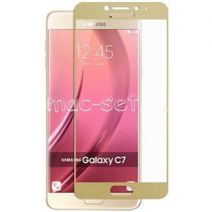 Защитное стекло для Samsung Galaxy C7 C7000 [на весь экран] (золотистое)