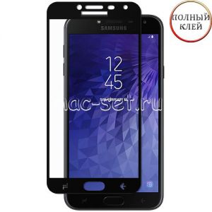 Защитное стекло для Samsung Galaxy J4 (2018) J400 [клеится на весь экран] (черное)