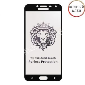 Защитное стекло для Samsung Galaxy J4 (2018) J400 [клеится на весь экран] Premium (черное)