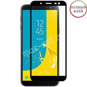 Защитное стекло для Samsung Galaxy J6 (2018) J600 [клеится на весь экран] (черное)