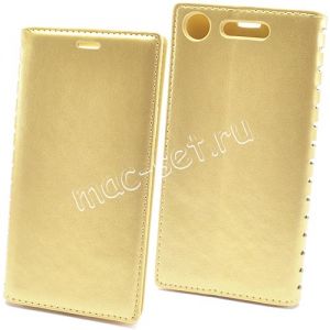 Чехол-книжка кожаный для Sony Xperia XZ1 / XZ1 Dual (золотистый) Book Case New
