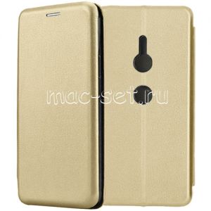 Чехол-книжка кожаный для Sony Xperia XZ2 / XZ2 Dual (золотистый) Fashion Case