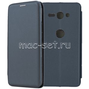 Чехол-книжка кожаный для Sony Xperia XZ2 Compact (синий) Fashion Case