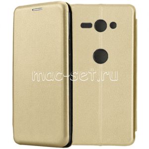 Чехол-книжка кожаный для Sony Xperia XZ2 Compact (золотистый) Fashion Case