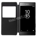 Чехол-книжка для Sony Xperia Z5 Premium / Dual с окошком (черный) Book Case Time 