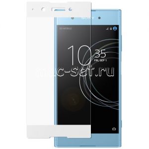 Защитное стекло для Sony Xperia XA1 Plus / Dual [на весь экран] (белое)