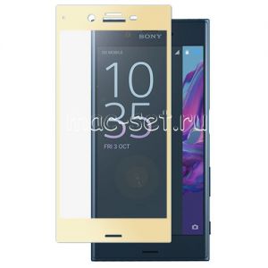Защитное стекло для Sony Xperia XZ / XZ Dual [на весь экран] Aiwo (золотистое)