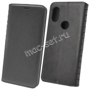 Чехол-книжка кожаный для Xiaomi Mi Max 3 (черный) Book Case New