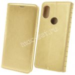Чехол-книжка кожаный для Xiaomi Mi Max 3 (золотистый) Book Case New