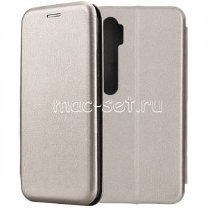 Чехол-книжка кожаный для Xiaomi Mi Note 10 / 10 Pro (серый) Fashion Case
