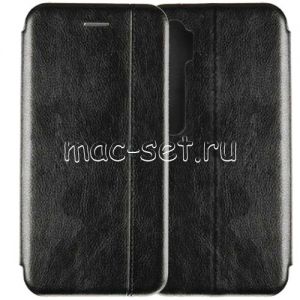 Чехол-книжка кожаный для Xiaomi Mi Note 10 / 10 Pro (черный) Retro Case
