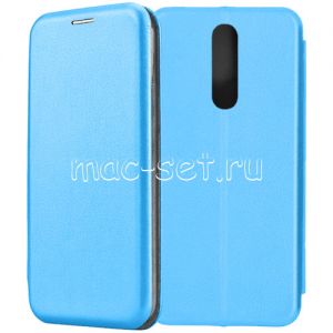Чехол-книжка кожаный для Xiaomi Redmi 8 (голубой) Fashion Case