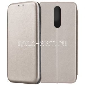 Чехол-книжка кожаный для Xiaomi Redmi 8 (серый) Fashion Case