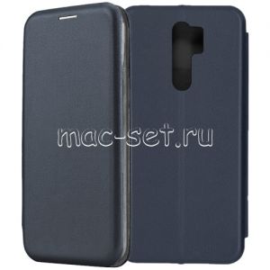 Чехол-книжка кожаный для Xiaomi Redmi 9 (синий) Fashion Case