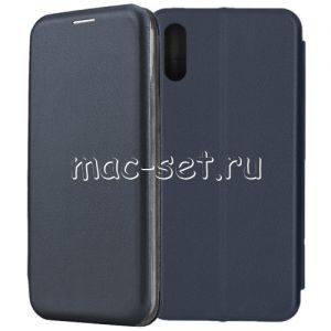 Чехол-книжка кожаный для Xiaomi Redmi 9A (синий) Fashion Case