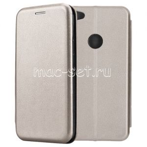Чехол-книжка кожаный для Xiaomi Redmi Note 5A Prime (серый) Fashion Case