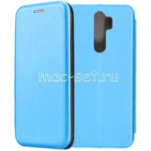 Чехол-книжка кожаный для Xiaomi Redmi Note 8 Pro (голубой) Fashion Case