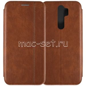 Чехол-книжка кожаный для Xiaomi Redmi Note 8 Pro (коричневый) Retro Case