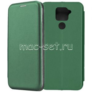 Чехол-книжка кожаный для Xiaomi Redmi Note 9 (зеленый) Fashion Case