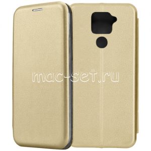 Чехол-книжка кожаный для Xiaomi Redmi Note 9 (золотистый) Fashion Case