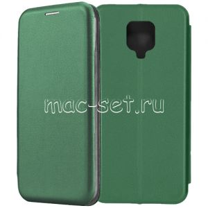 Чехол-книжка кожаный для Xiaomi Redmi Note 9 Pro / Note 9S (зеленый) Fashion Case