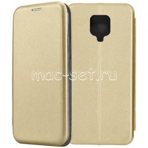 Чехол-книжка кожаный для Xiaomi Redmi Note 9 Pro / Note 9S (золотистый) Fashion Case