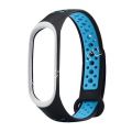 Силиконовый ремешок для Xiaomi Mi Band 3 / Mi Band 4 (черный/голубой) Sport